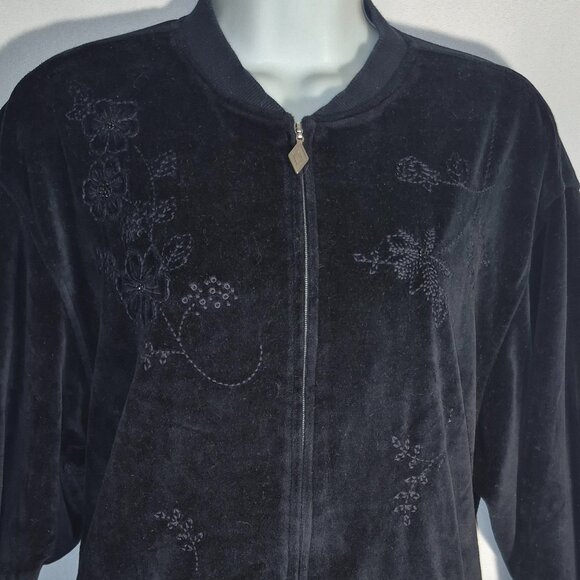 ALFRED DUNNER 2-piece casual fleece jacket and pants set, black in size 12 - Picture 7 of 16